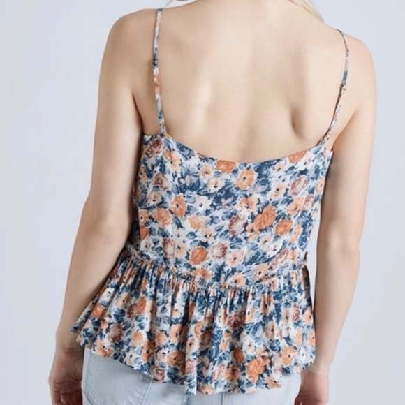 Current Elliott Blue Orange Floral Peplum Cami Tank Top Size 0 - Picture 3 of 10